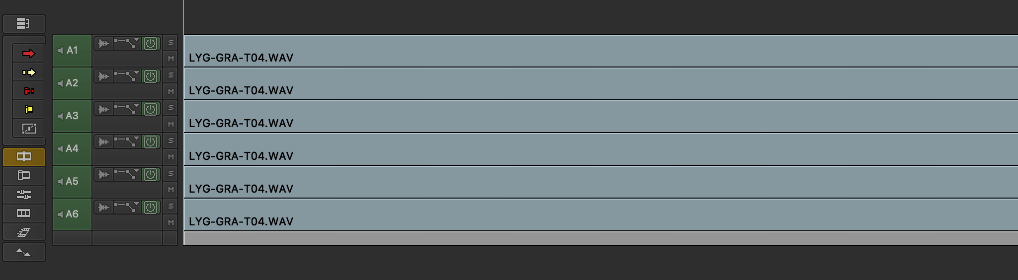 Avid MediaComposer timeline with a wav that shows no names